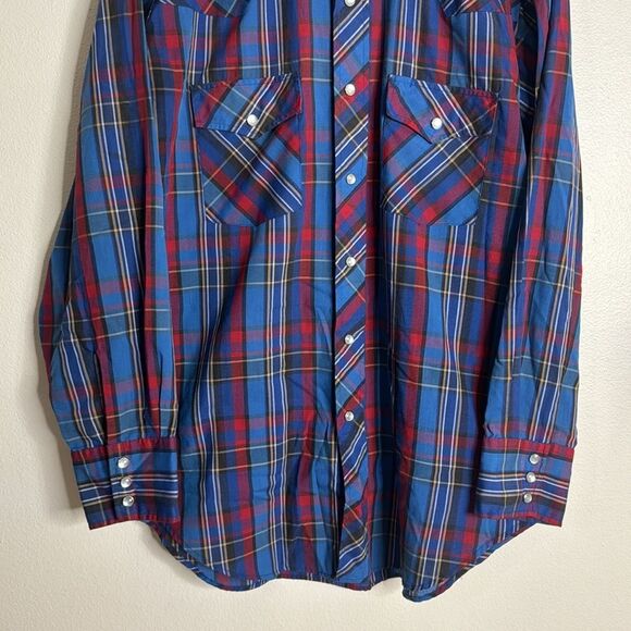 Plainsman mens Vtg long sleeve pearl snap button down western shirt size large - Picture 3 of 9